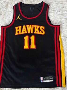 Jordan Black Hawks #11 Jersey with Red & Yellow Accents